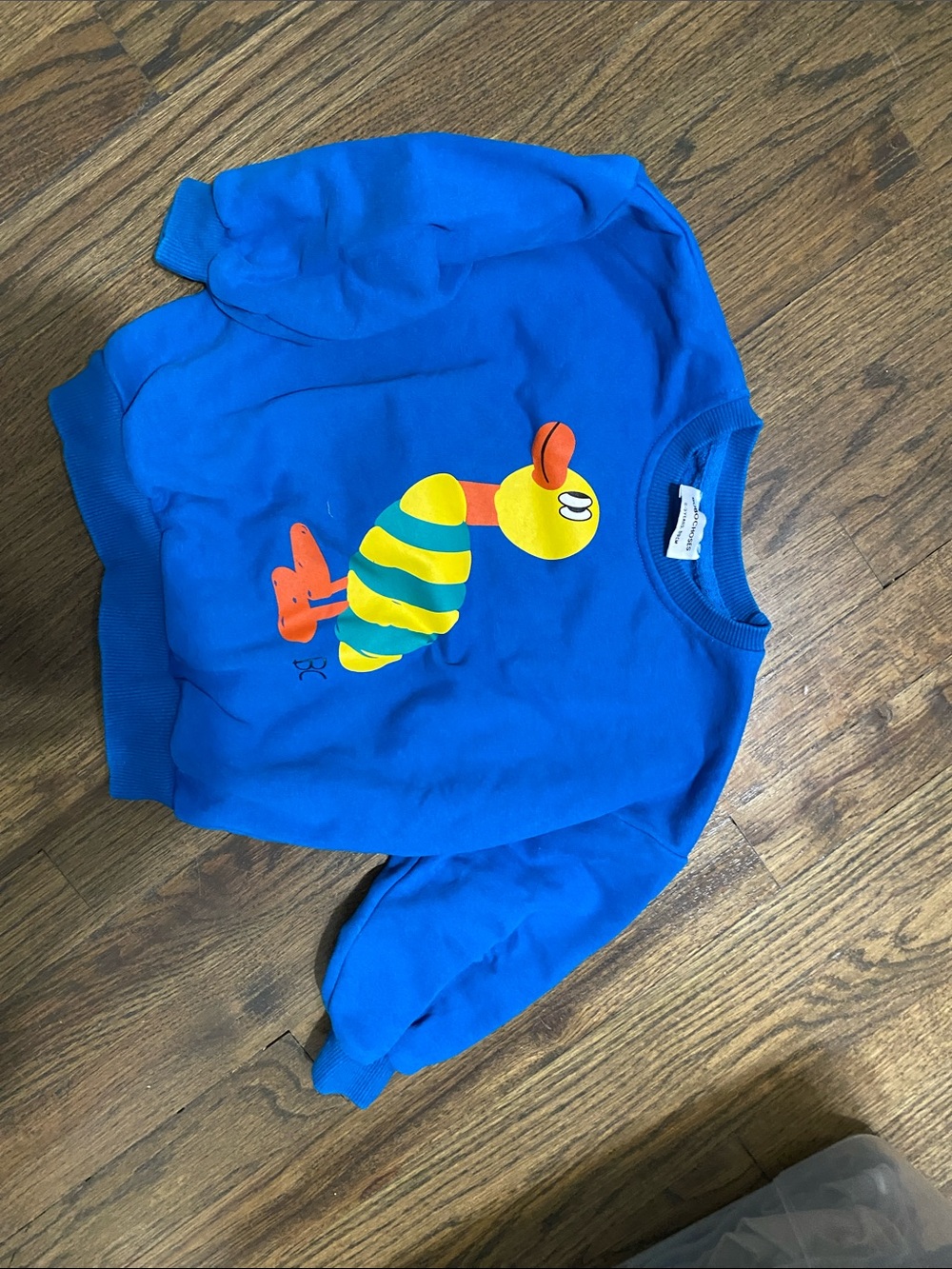 Bobo Choses Blue Kids Sweatshirt with Colorful Duck Graphic